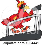 Poster, Art Print Of Red Cardinal Bird School Mascot Character Running On A Treadmill
