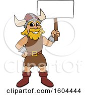 Poster, Art Print Of Male Viking School Mascot Character Holding A Blank Sign