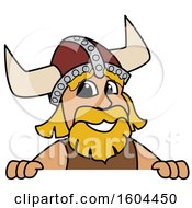 Poster, Art Print Of Male Viking School Mascot Character Over A Sign