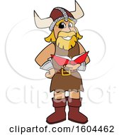 Poster, Art Print Of Male Viking School Mascot Character Reading A Book