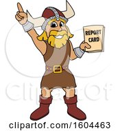 Poster, Art Print Of Male Viking School Mascot Character Holding A Report Card