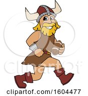 Poster, Art Print Of Male Viking School Mascot Character Running With A Football