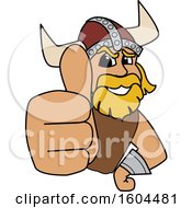 Poster, Art Print Of Male Viking School Mascot Character Holding Up A Thumb
