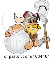 Poster, Art Print Of Male Viking School Mascot Character Holding A Lacrosse Ball And Stick