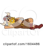 Clipart Of A Male Viking School Mascot Character Relaxing Royalty Free Vector Illustration by Toons4Biz