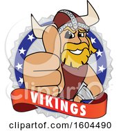 Poster, Art Print Of Male Viking School Mascot Character Giving A Thumb Up On A Badge