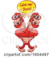 Clipart Of A Two Headed Gorilla Saying Give Me A Break Royalty Free Vector Illustration by Zooco