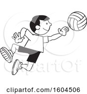 Poster, Art Print Of Black And White Boy Playing Volleyball