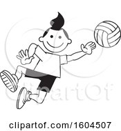 Poster, Art Print Of Black And White Girl Playing Volleyball