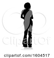 Clipart Of A Silhouetted Teenage Girl With A Reflection Or Shadow On A White Background Royalty Free Vector Illustration