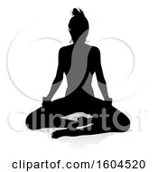 Clipart Of A Silhouetted Woman In A Yoga Pose With A Reflection Or Shadow On A White Background Royalty Free Vector Illustration