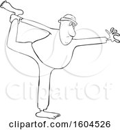 Clipart Of A Chubby Black Man Stretching Or Doing Yoga Royalty Free Vector Illustration