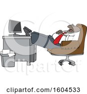 Poster, Art Print Of Cartoon Black Businessman Sleeping With His Feet On His Desk