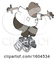 Clipart Of A Cartoon Black Man Springing Forward Royalty Free Vector Illustration
