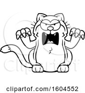 Poster, Art Print Of Cartoon Black And White Angry Kitty Cat