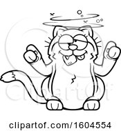 Clipart Of A Cartoon Black And White Kitty Cat Under The Influence Of Cat Nip Royalty Free Vector Illustration