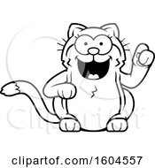 Poster, Art Print Of Cartoon Black And White Kitty Cat With An Idea