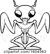 Clipart Of A Black And White Praying Mantis Monster Royalty Free Vector Illustration by Cory Thoman