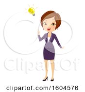 Clipart Of A Brunette White Business Woman With An Idea Royalty Free Vector Illustration by BNP Design Studio