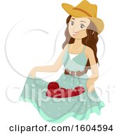 Poster, Art Print Of Young Woman Holding Freshly Picked Apples In Her Dress