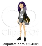 Clipart Of A Teen Girl In Urban Rock Fashion Royalty Free Vector Illustration