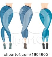 Poster, Art Print Of Rear View Of Women Wearing Heels And Blue Jeans