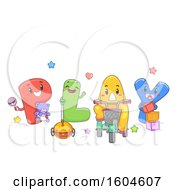 Clipart Of A Play Design With Letter Mascots And Toys Royalty Free Vector Illustration