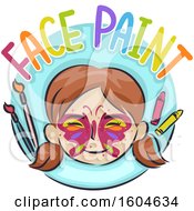 Clipart Of A Girl With A Butterfly Painted On Her Face Royalty Free Vector Illustration by BNP Design Studio