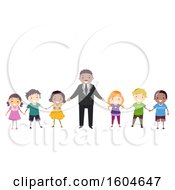 Clipart Of A Group Of Children Holding Hands With MLK Royalty Free Vector Illustration
