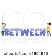 Poster, Art Print Of Boy And Girl On Both Sides Of The Word Between