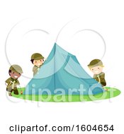 Group Of Boy Scouts Setting Up A Tent