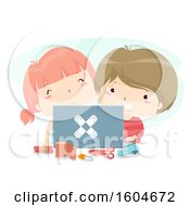 Clipart Of A Boy And Girl Watching First Aid Videos On A Laptop Royalty Free Vector Illustration by BNP Design Studio