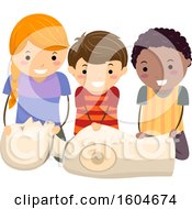 Clipart Of A Groupof Children Performing CPR On A Dummy Royalty Free Vector Illustration by BNP Design Studio