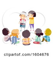 Clipart Of A Group Of Children Learning How To Apply A Head Bandage Royalty Free Vector Illustration