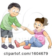 Poster, Art Print Of Boy Helping A Girl Stand Up