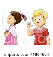 Clipart Of A Rude Girl Ignoring A Friendly Boy Royalty Free Vector Illustration