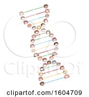 Clipart Of A Sketched Dna Strand With Faces Of Children Royalty Free Vector Illustration