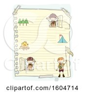 Poster, Art Print Of Sketched Sheet Of Ruled Paper With Scout Boys