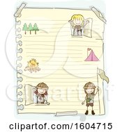 Poster, Art Print Of Sketched Sheet Of Ruled Paper With Scout Girls