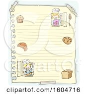 Poster, Art Print Of Sketched Sheet Of Ruled Paper With Children Baking