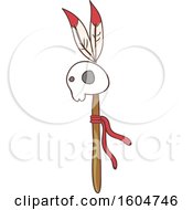 Clipart Of A Native American Indian Skull Stick Royalty Free Vector Illustration