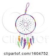 Clipart Of A Dream Catcher With Colorful Feathers Royalty Free Vector Illustration