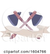 Poster, Art Print Of Blank Banner With Crossed Axes