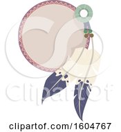 Clipart Of A Round Label With Feathers Royalty Free Vector Illustration