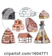 Clipart Of Native American Dwellings Royalty Free Vector Illustration by BNP Design Studio