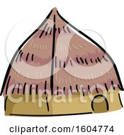Clipart Of A Native American Hut Dwelling Royalty Free Vector Illustration