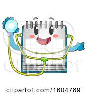 Poster, Art Print Of Calendar Mascot Holding A Stethoscope For Child Check Up