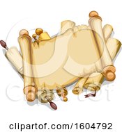 Clipart Of A Blank Open Scroll On Top Of Others Royalty Free Vector Illustration by BNP Design Studio
