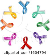 Clipart Of Colorful Awareness Ribbons In A Circle Royalty Free Vector Illustration by BNP Design Studio