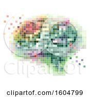 Poster, Art Print Of Colorful Pixel Art Brain On A White Background